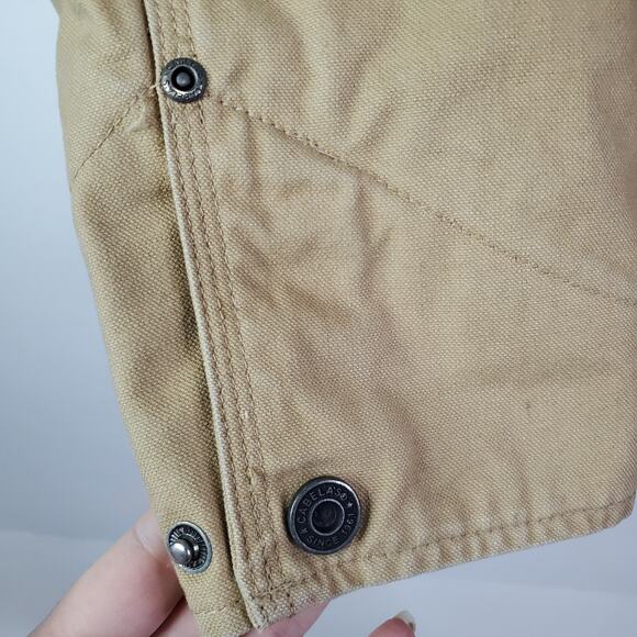 Cabelas Chore Coat Mens Medium Beige Canvas Sherpa Lined Work Field Jacket - Picture 3 of 16